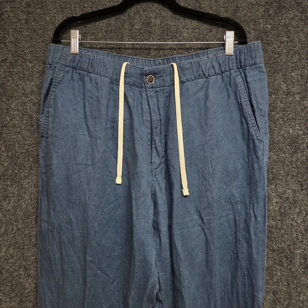 Tommy Bahama Pants Mens XL Blue Linen Tencel Blend Drawstring Relaxed Casual
